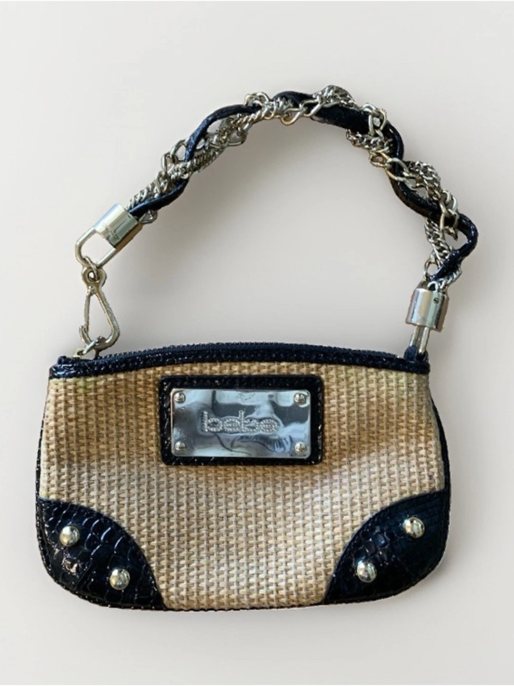 Bebe vintage Y2K Woven Straw wristlet small Bag